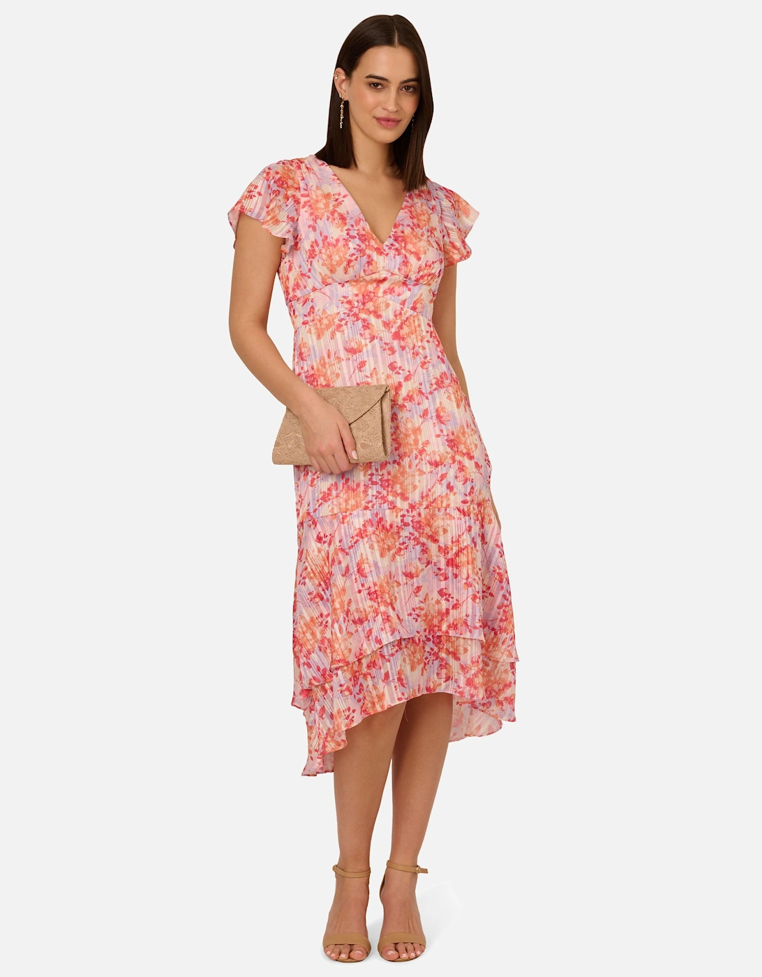 Flounce Hem Satin Midi Dress, 2 of 1