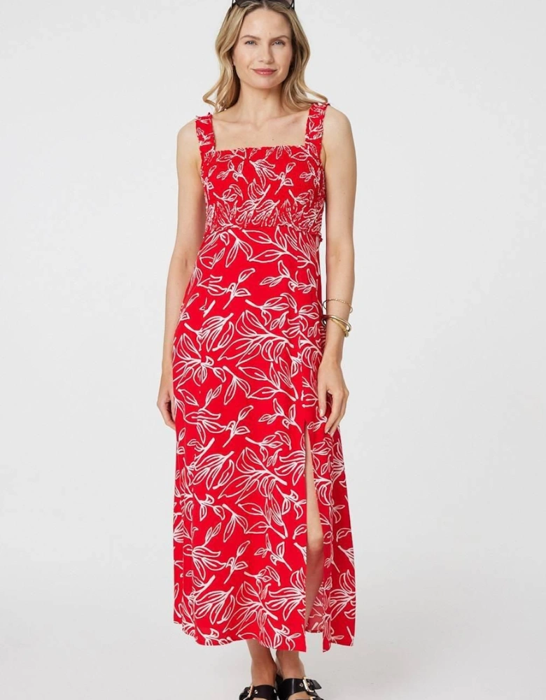 Floral Square Neck Midi Sun Dress
