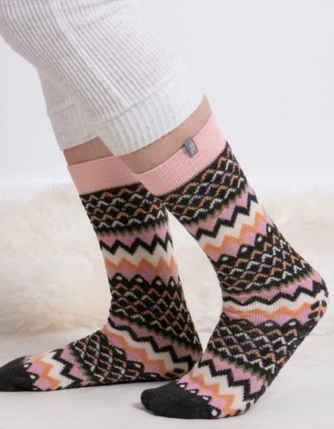 Toasties ORIGINAL SLIPPER SOCKS (TWIN PACK) Womens Rabbit / Fairisle