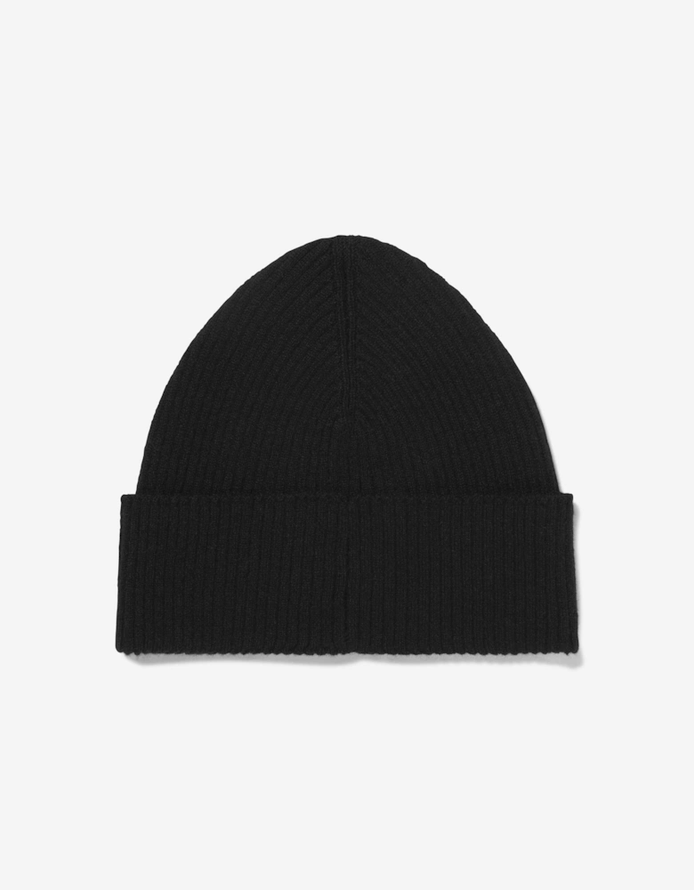 Girls Wool and Cashmere Beanie Hat in Black
