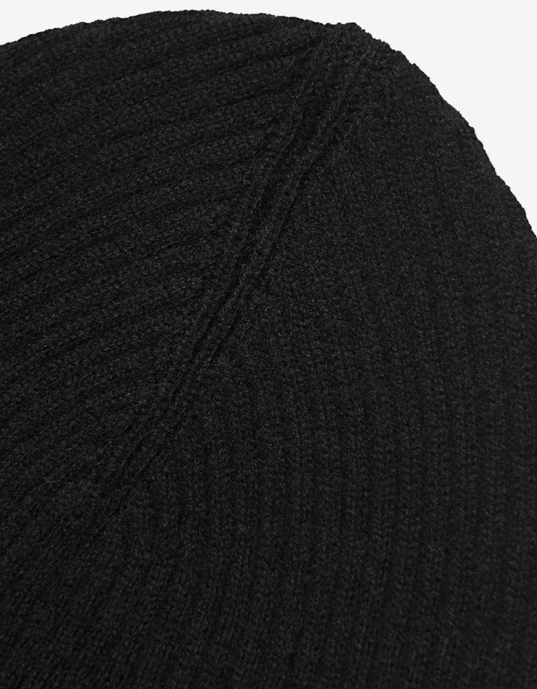 Girls Wool and Cashmere Beanie Hat in Black