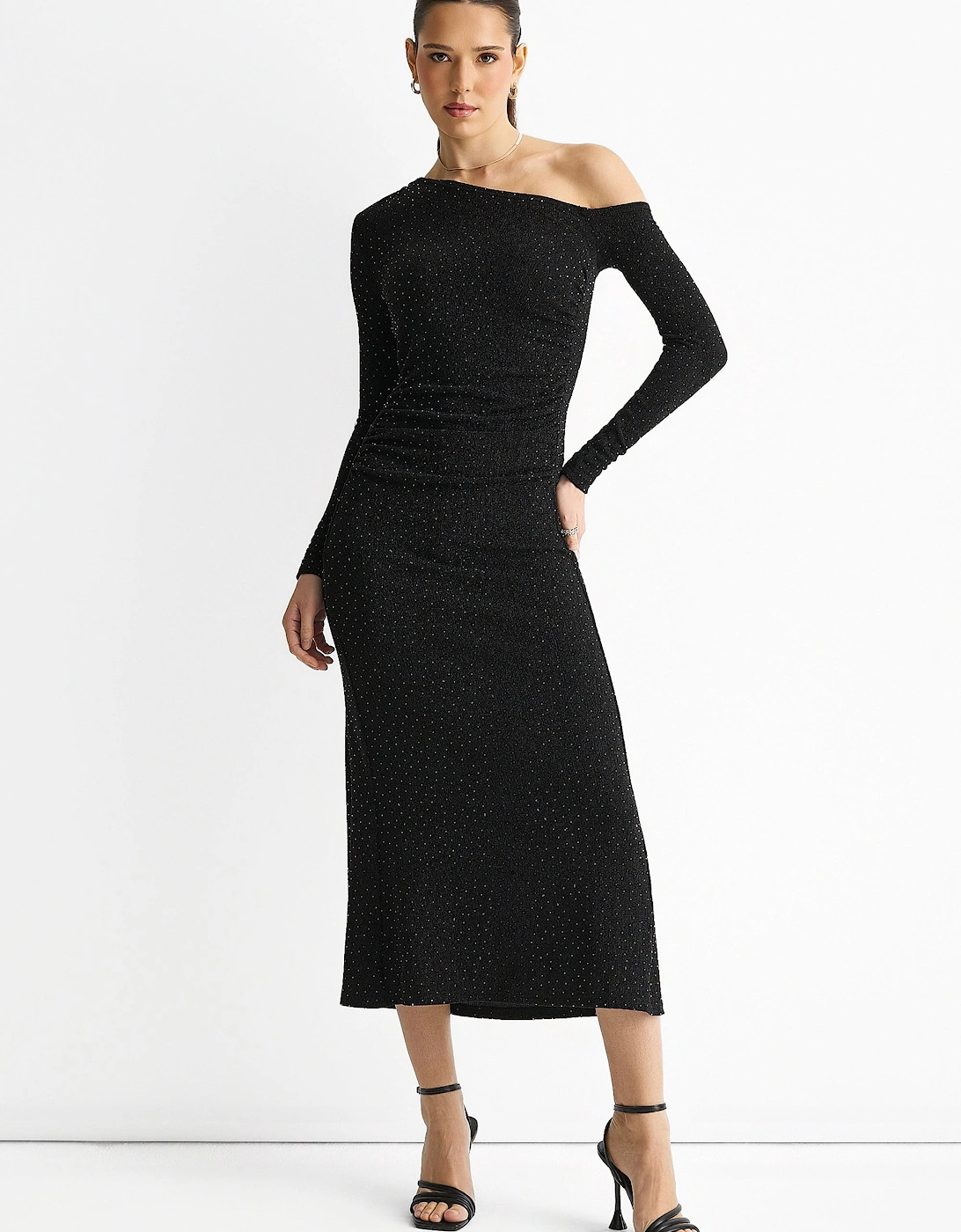 Black Hot Fix Studded Jersey Midi Dress, 5 of 4