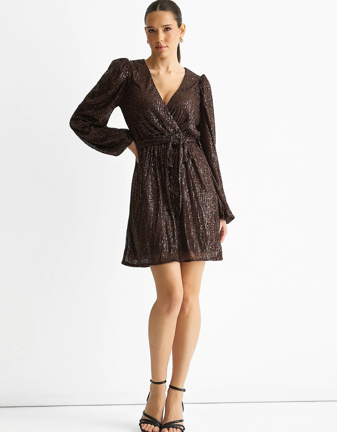 Gini London Women's Sequin Mini Dress - Brown - Size 12