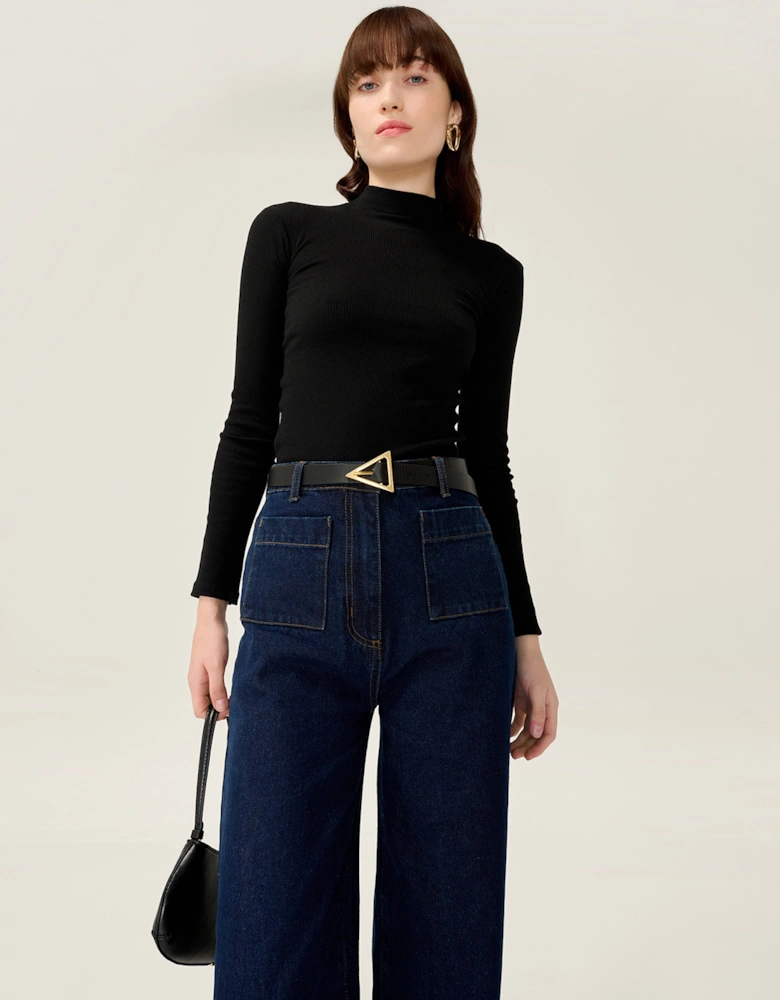 North Mock Neck Top in Black