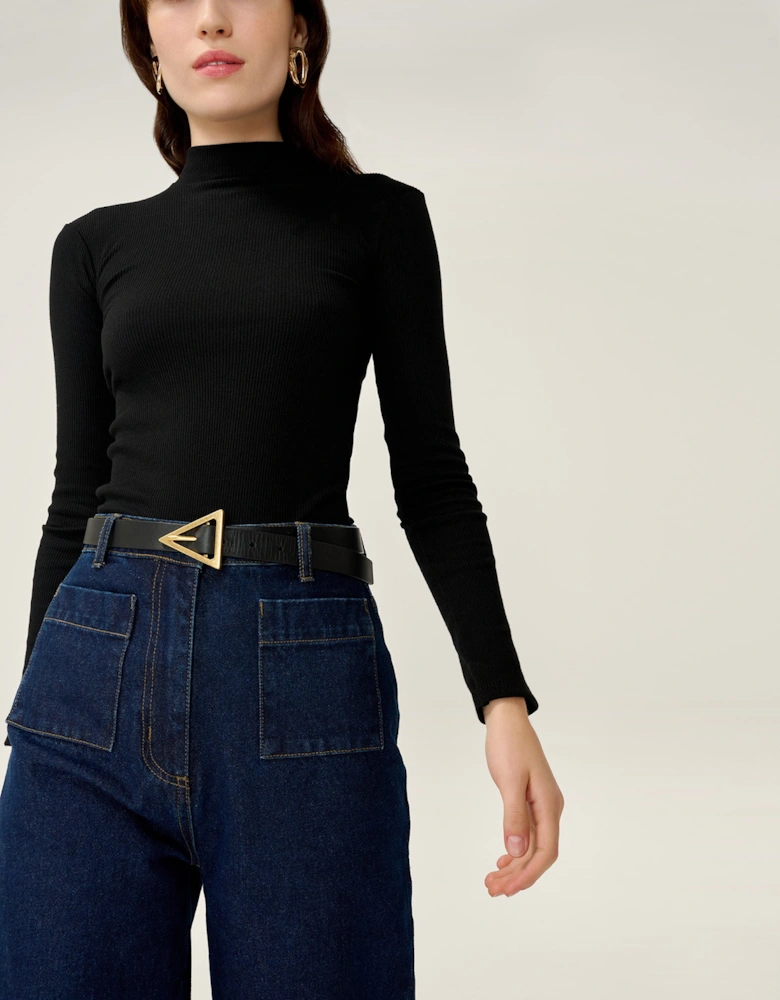 North Mock Neck Top in Black