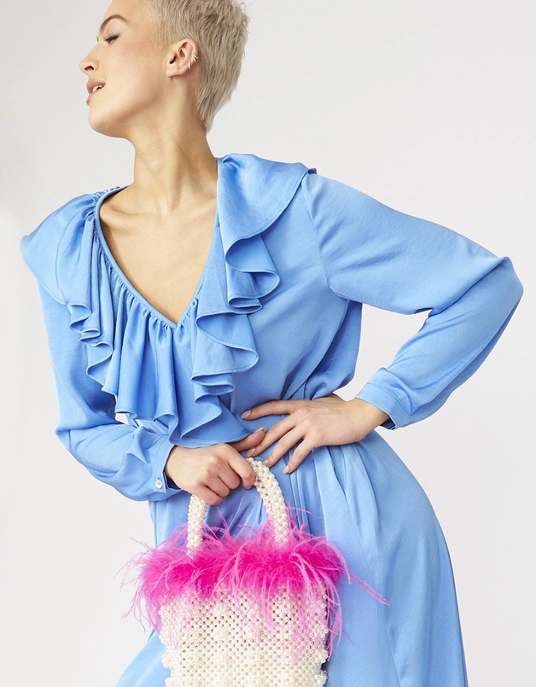Blue Ruffle Maxi Shift Dress, 5 of 4