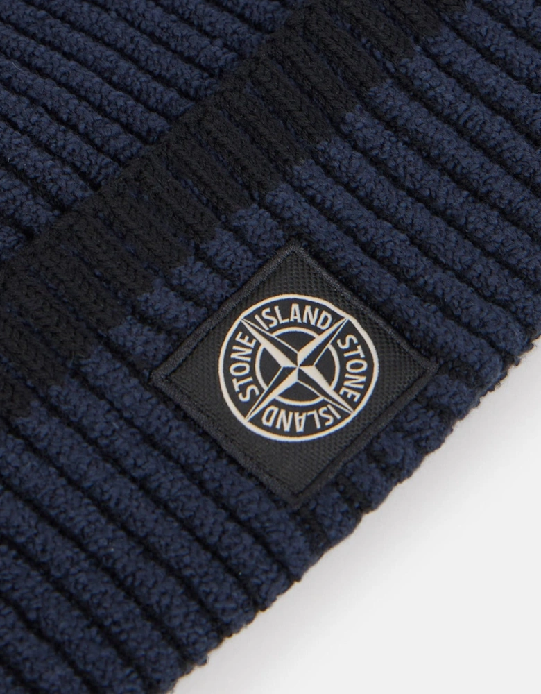 Beanie with Vanisé Ribbing and Compass Patch in Navy