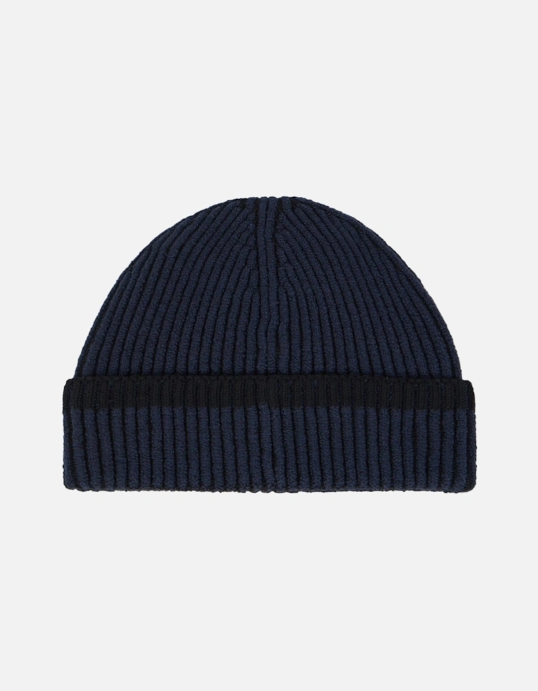 Beanie with Vanisé Ribbing and Compass Patch in Navy