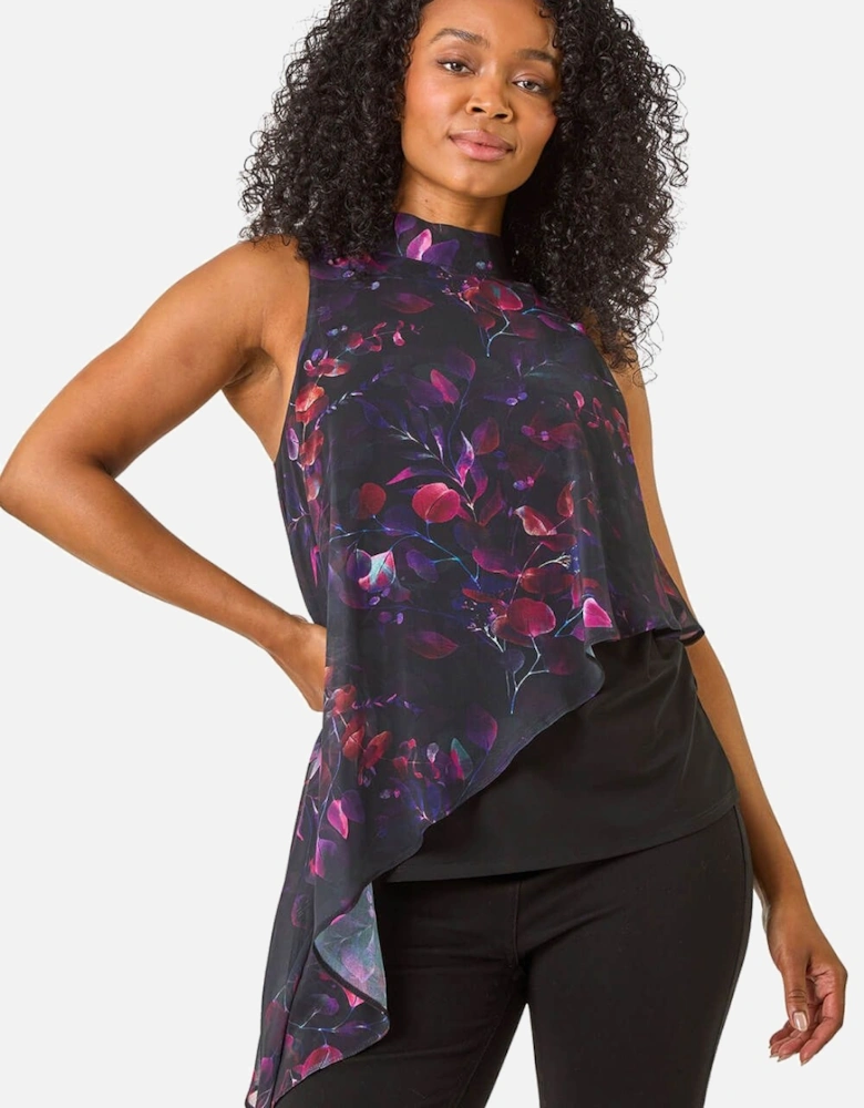 Petite Floral Asymmetric Top