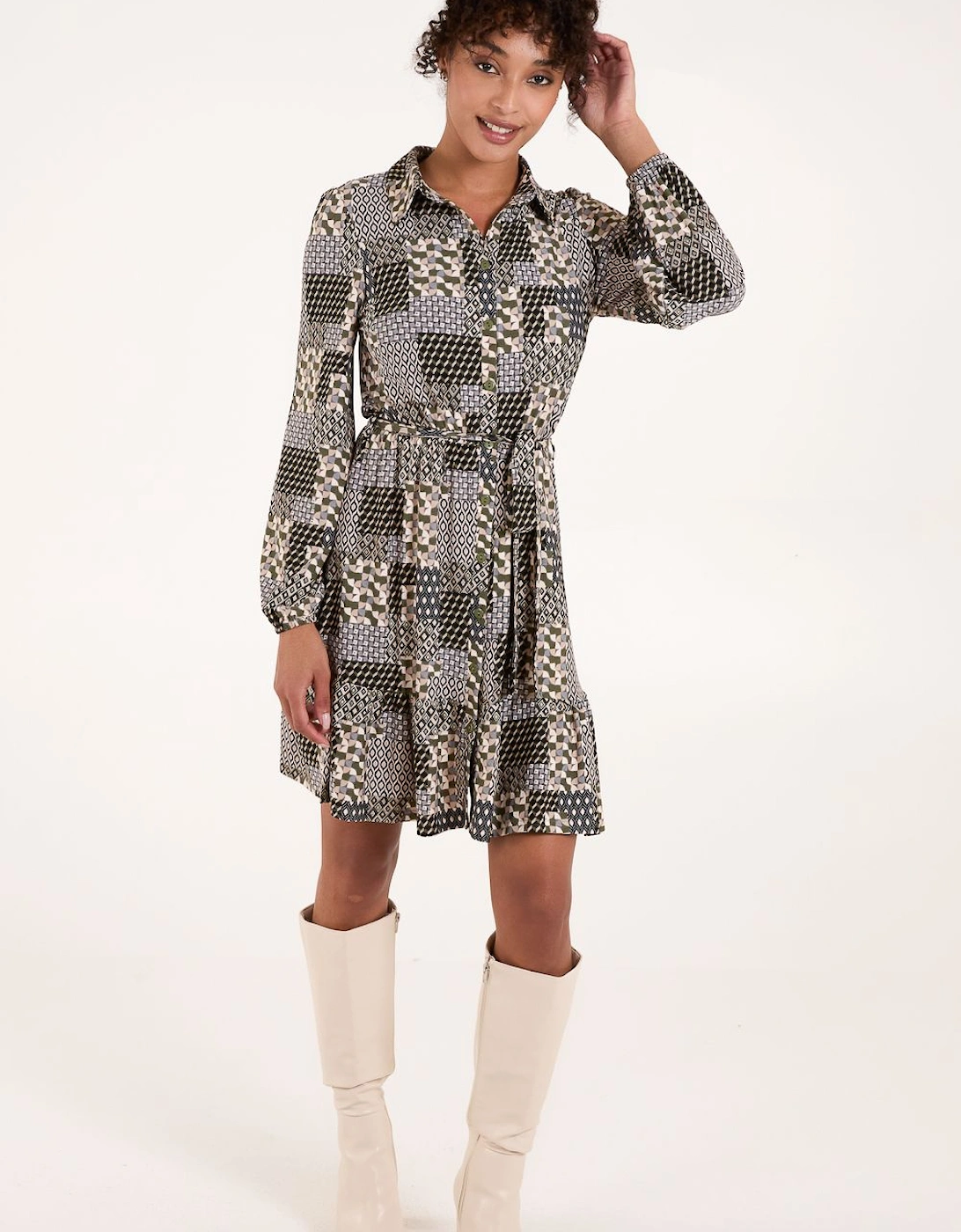 Belted Mini Shirt Dress, 2 of 1