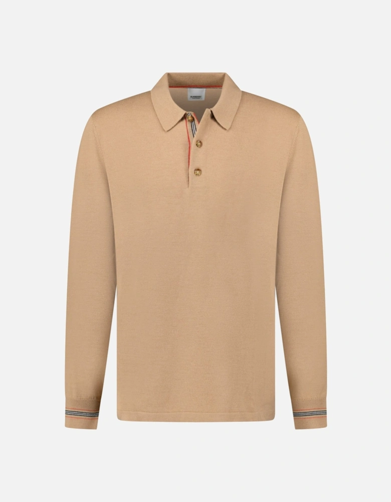 Burberry 'Pace' Signature Stripe Wool Polo Camel