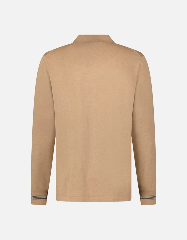 Burberry 'Pace' Signature Stripe Wool Polo Camel