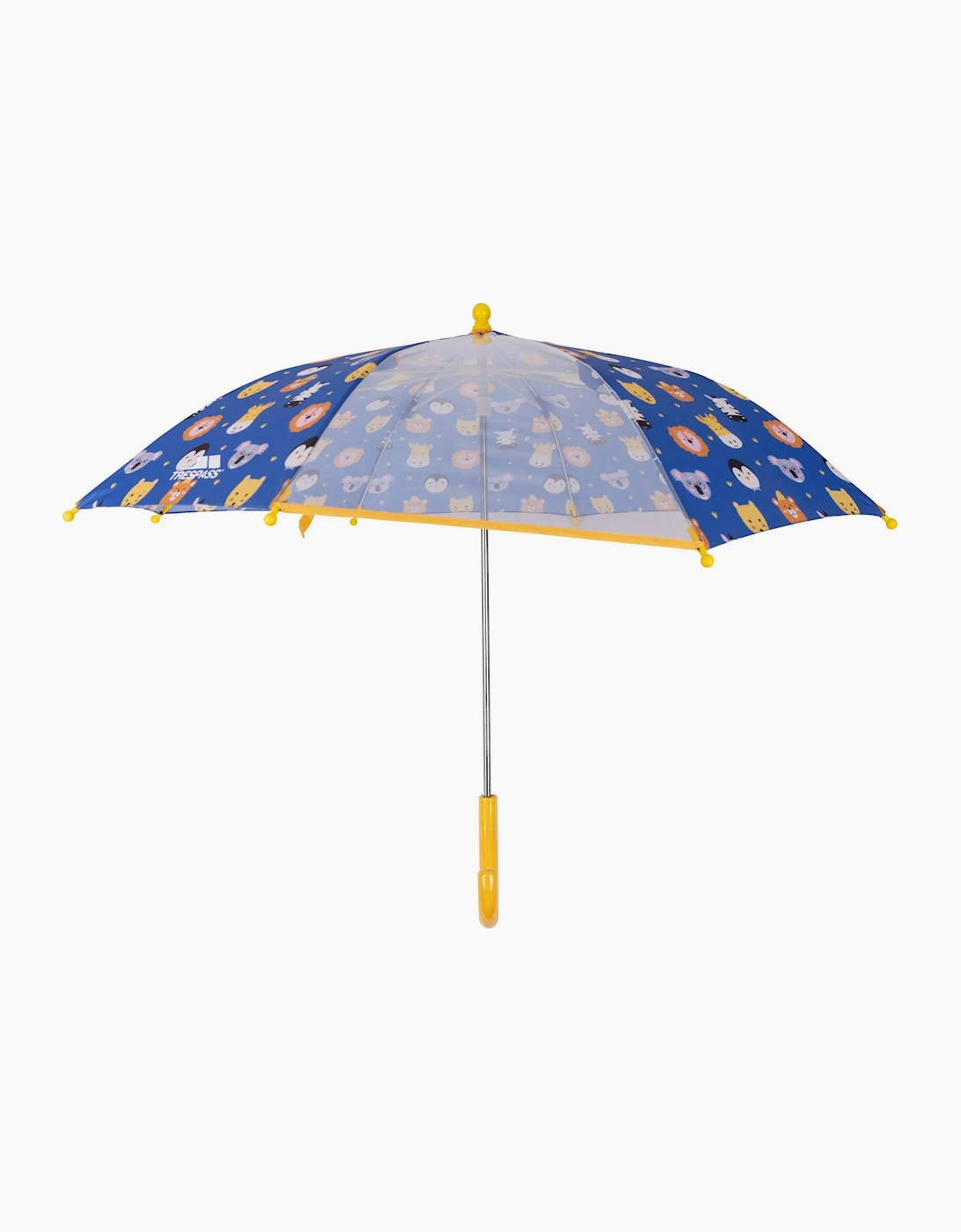 Trespass Unisex Blue Yellow Multicoloured Childrens/ Drizzle Animal Print Stick Umbrella - Size: One Size Kids