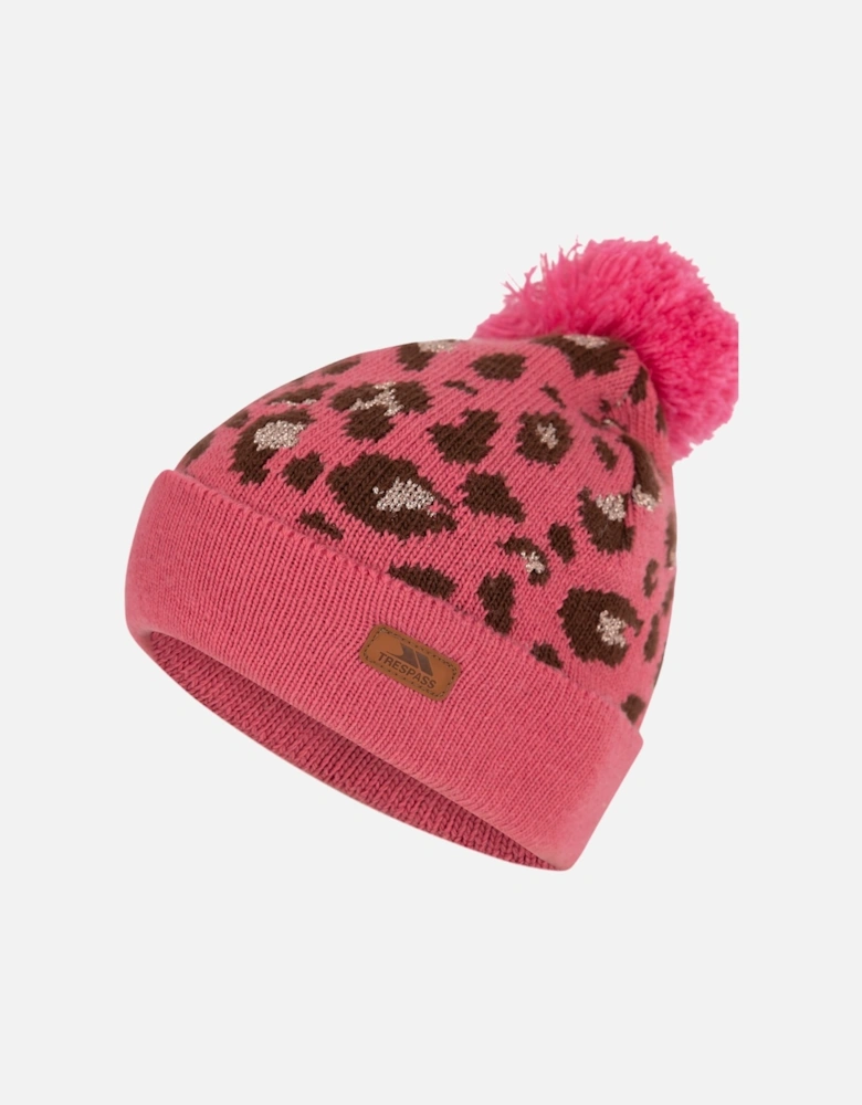 Girls Kaylani Leopard Print Knitted Beanie