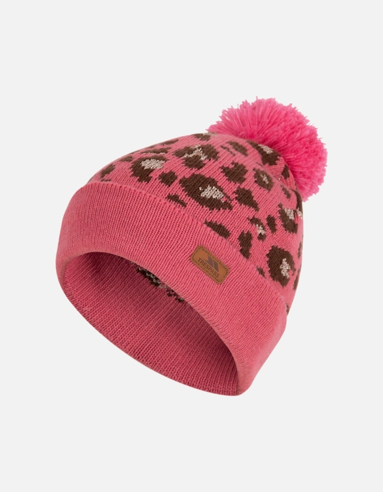 Girls Kaylani Leopard Print Knitted Beanie