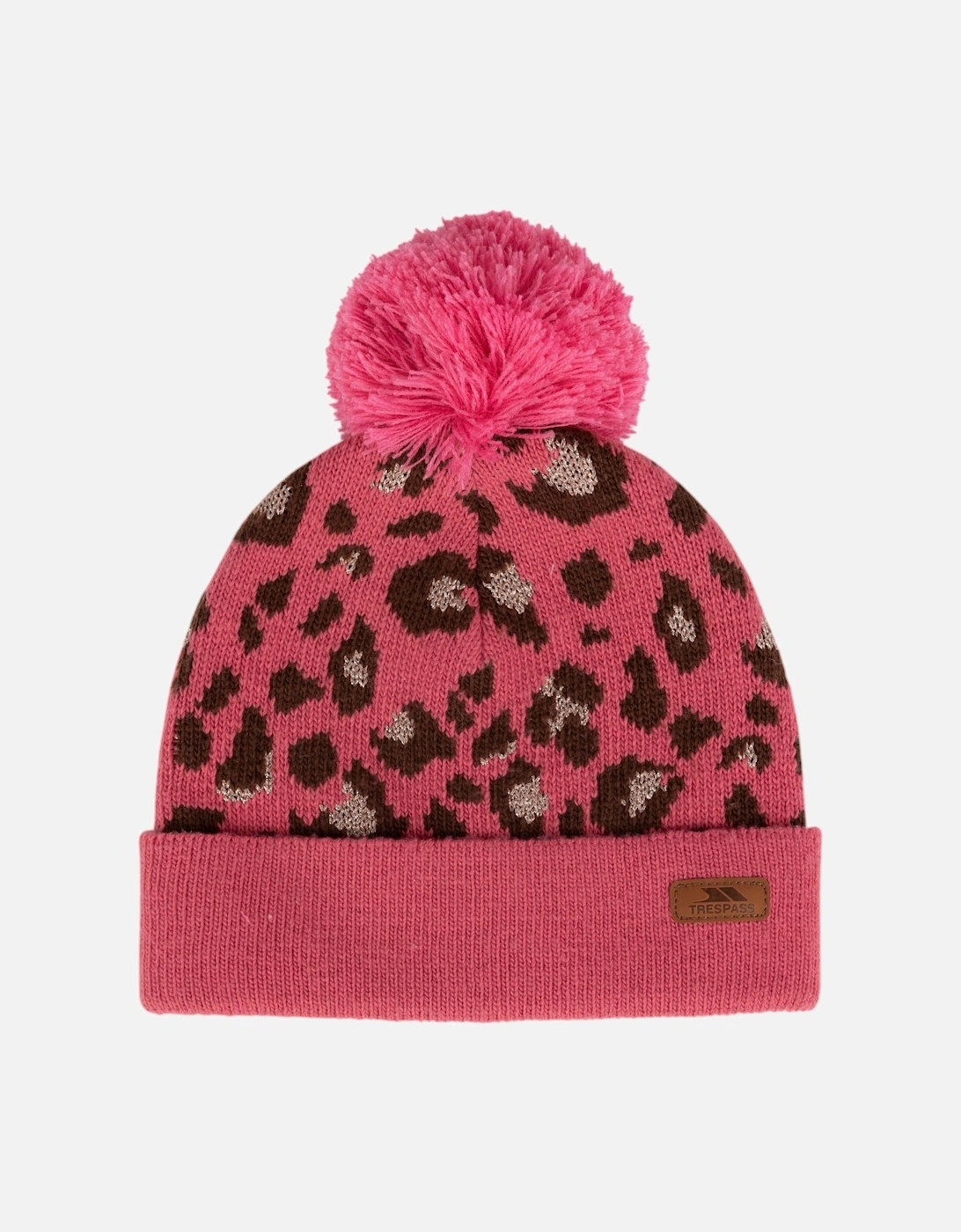 Girls Kaylani Leopard Print Knitted Beanie, 6 of 5