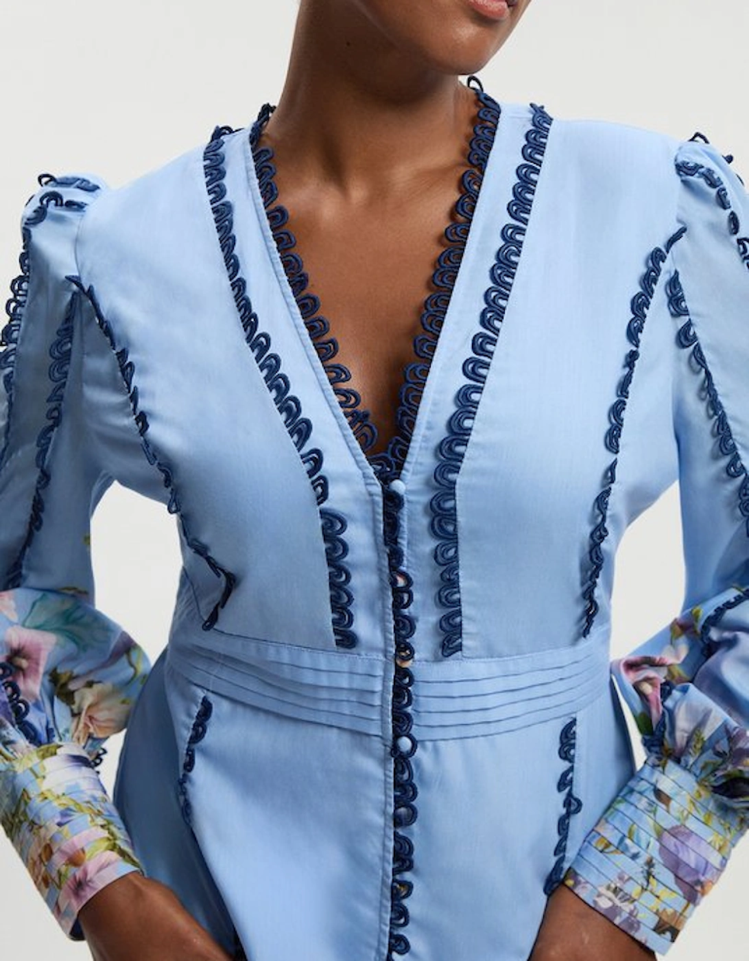 Plus Size Trailing Floral Woven Plunge Maxi Dress