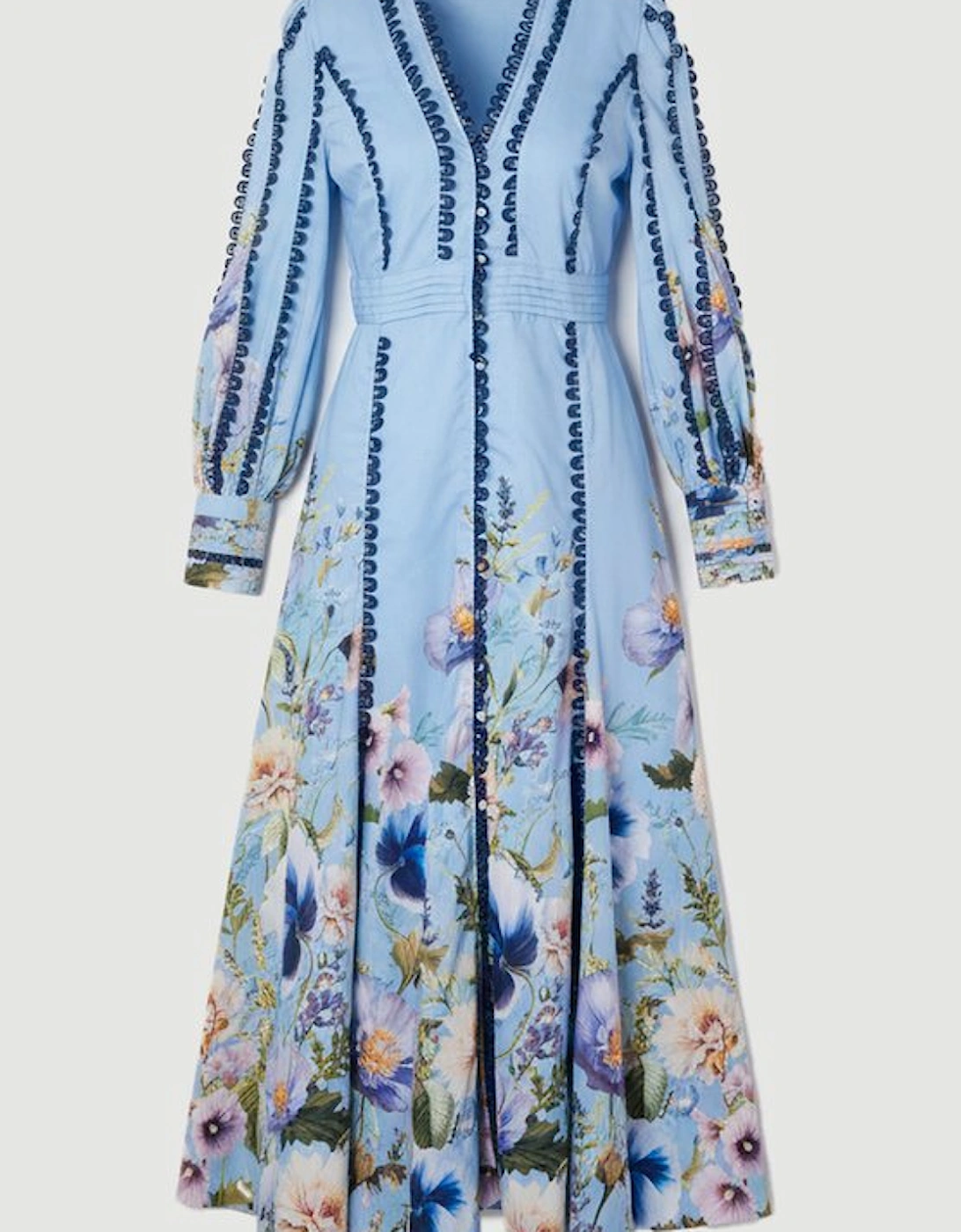 Plus Size Trailing Floral Woven Plunge Maxi Dress