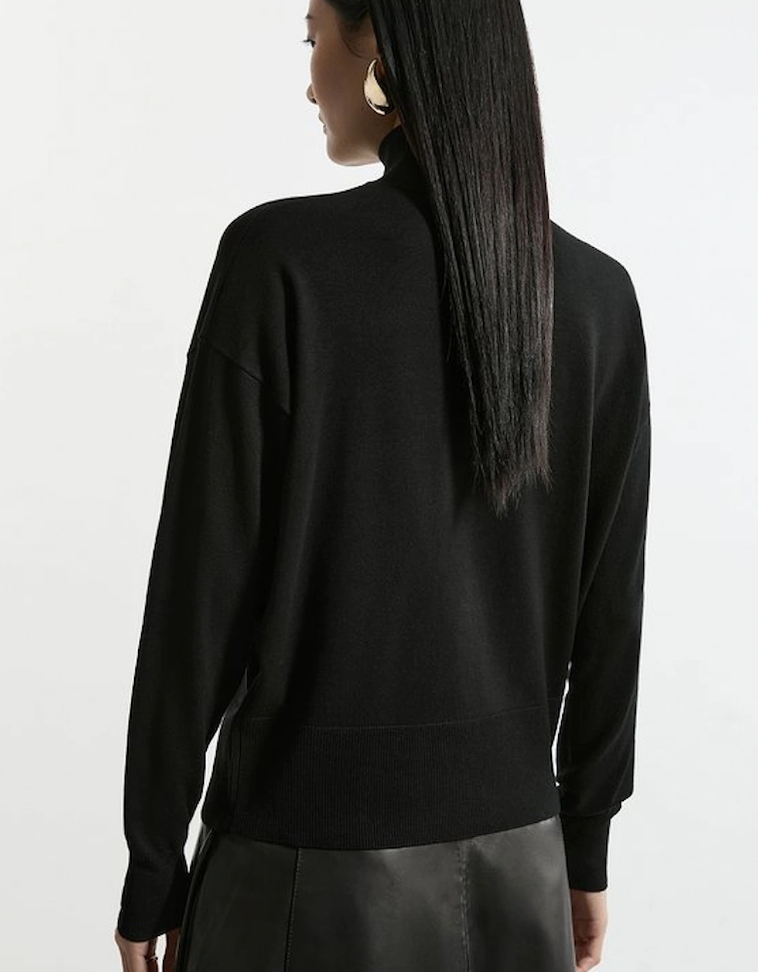 Viscose Blend Popper Detail Knit Jumper