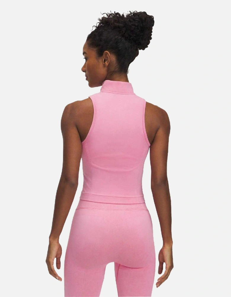 Womens/Ladies Seamless Washed Quarter Zip Sleeveless Tank Top