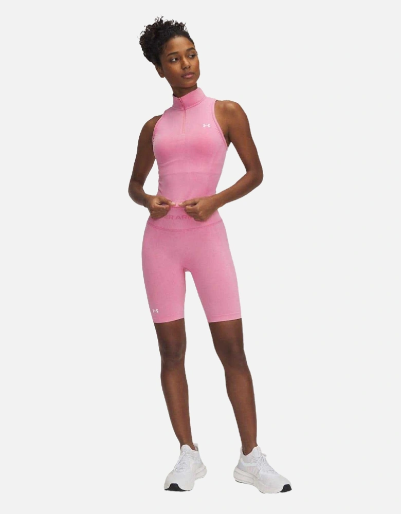 Womens/Ladies Seamless Washed Quarter Zip Sleeveless Tank Top
