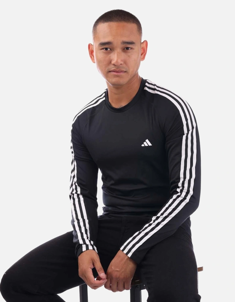 Mens Techfit 3 Stripes Long-Sleeved Training Top