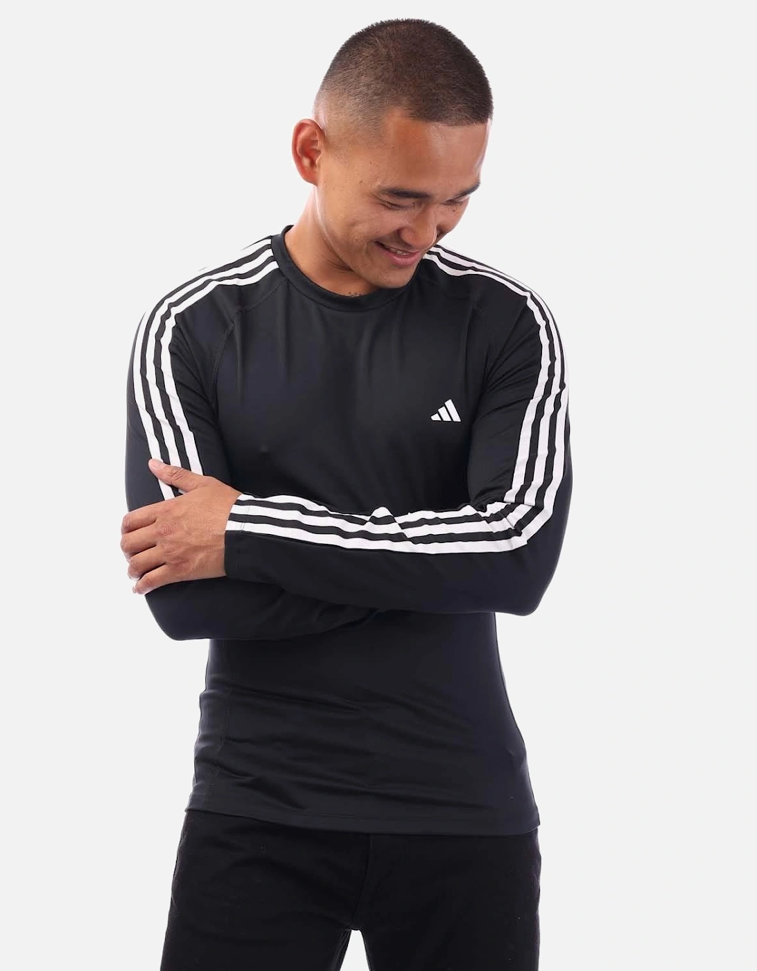 Mens Techfit 3 Stripes Long-Sleeved Training Top, 5 of 4