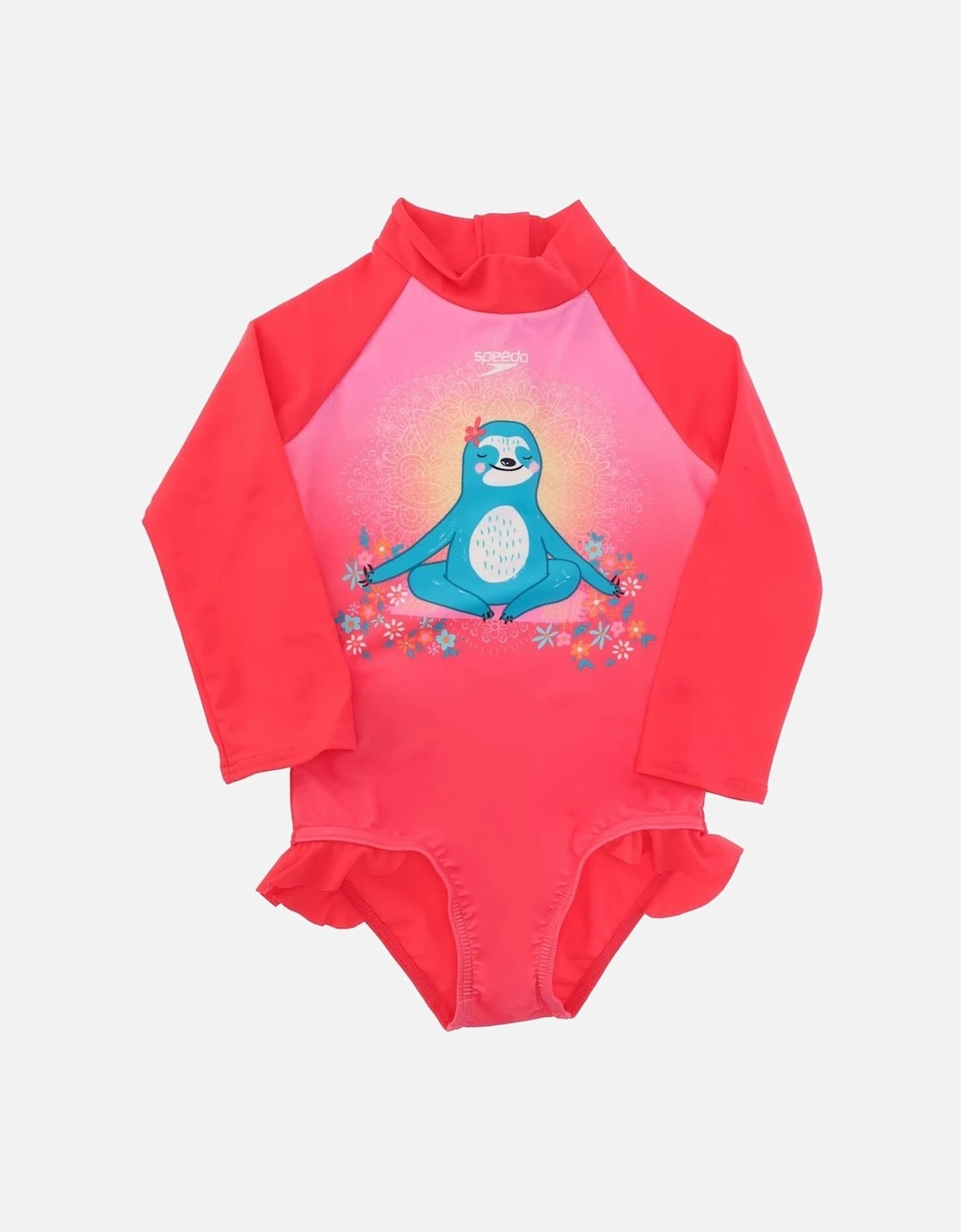 Girls Frill Long-Sleeved One Piece Swimsuit, 3 of 2