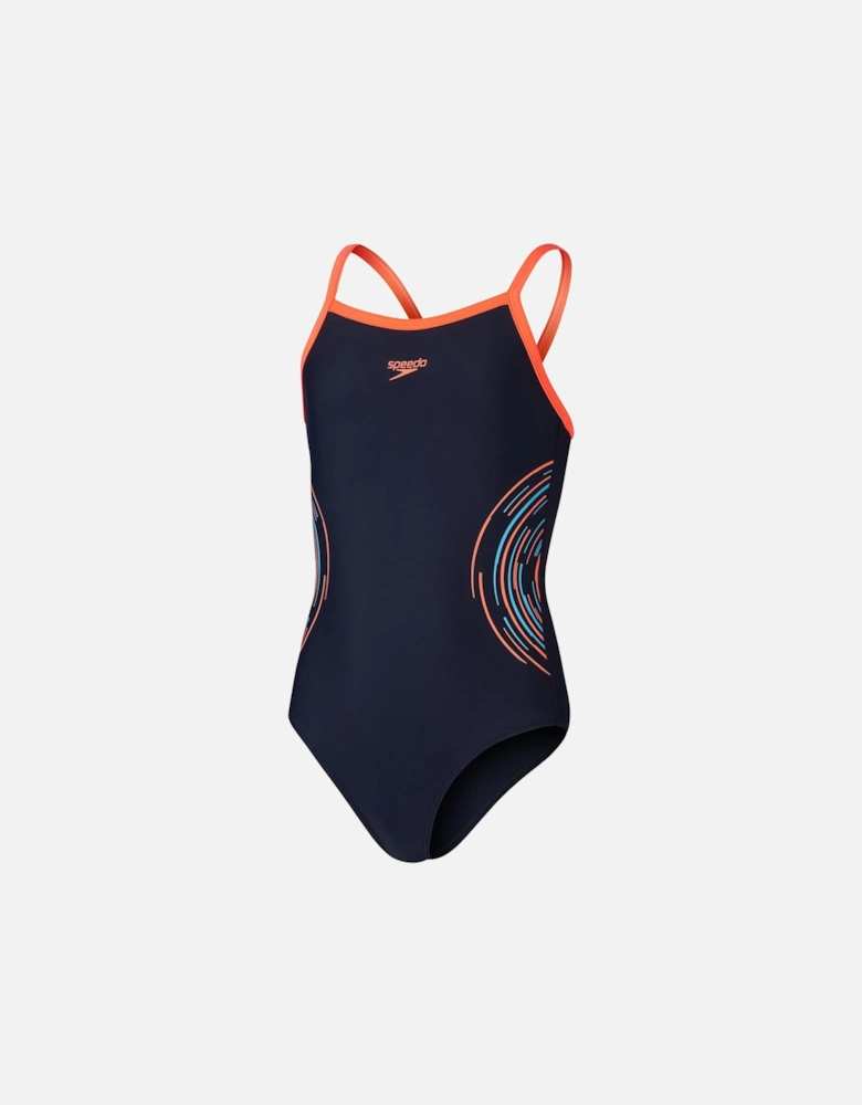 Girls Muscleback Thin Strap One Piece Swimsuit
