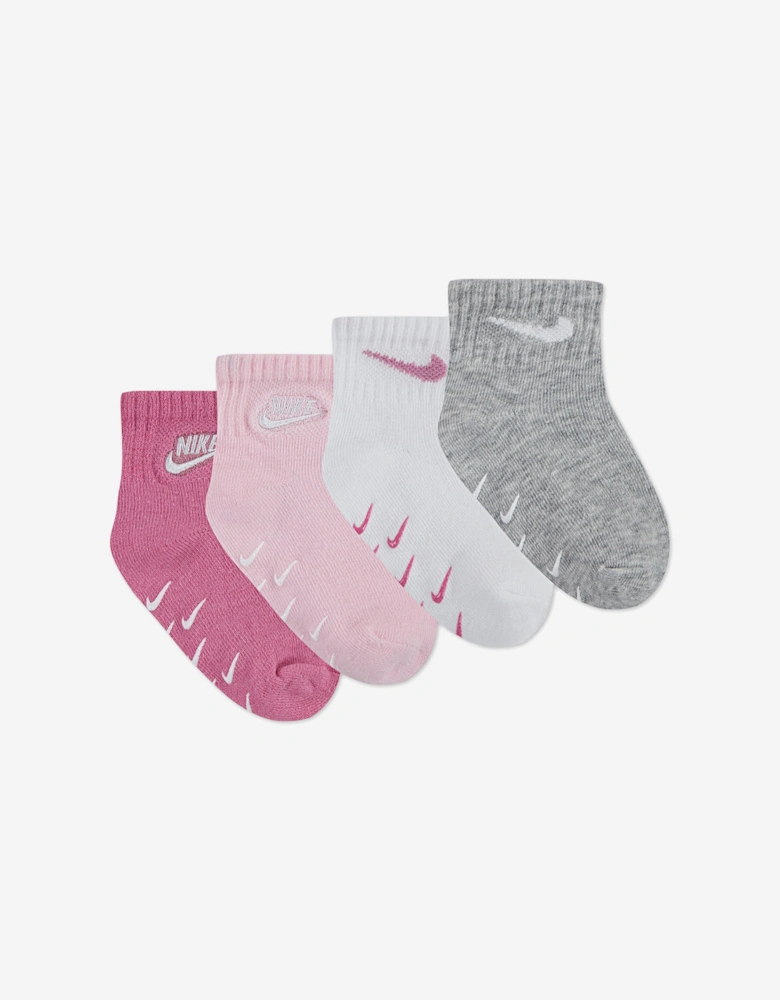 Baby Girls 4 Pack Logo Gripper Socks Set in Pink