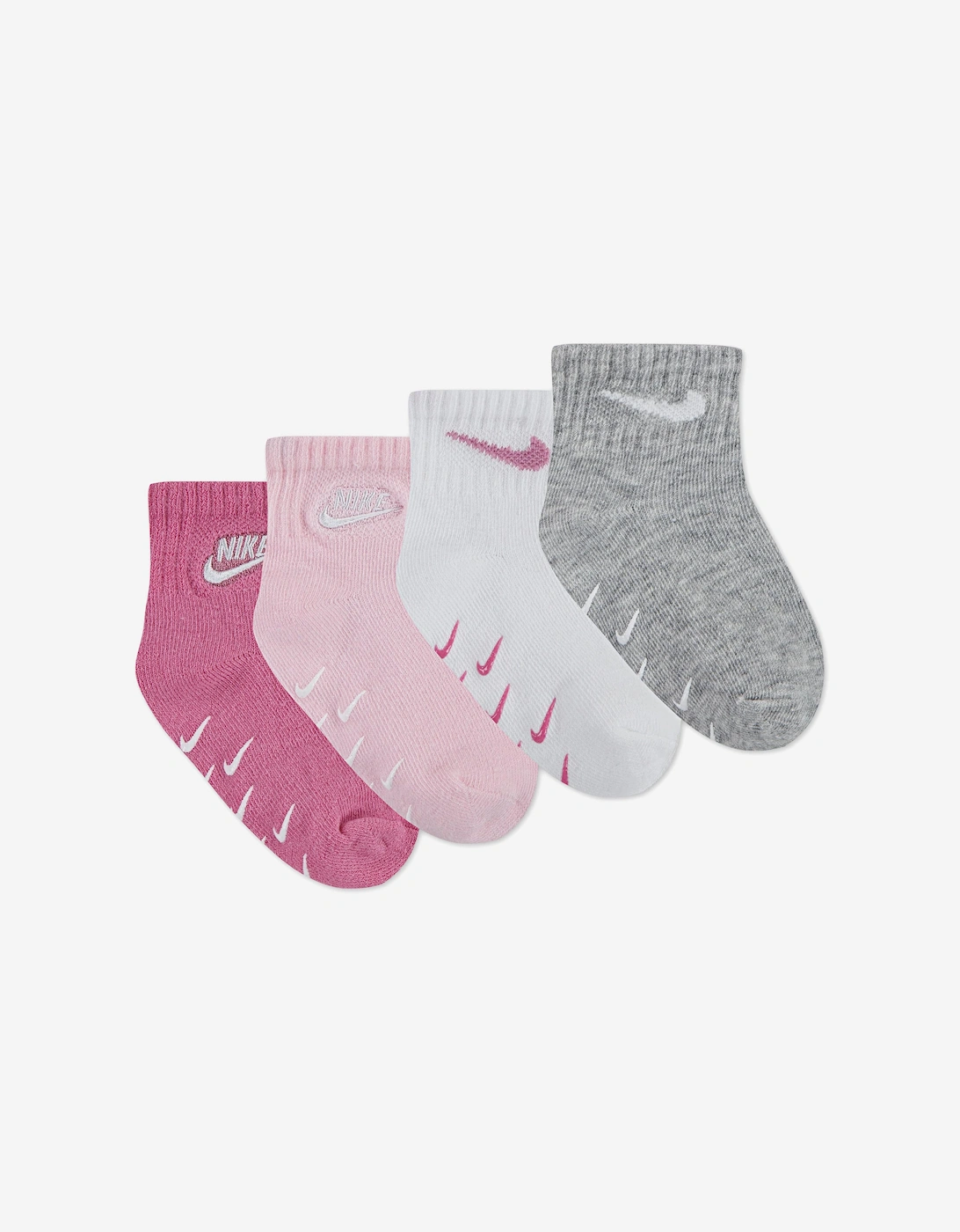 Baby Girls 4 Pack Logo Gripper Socks Set in Pink