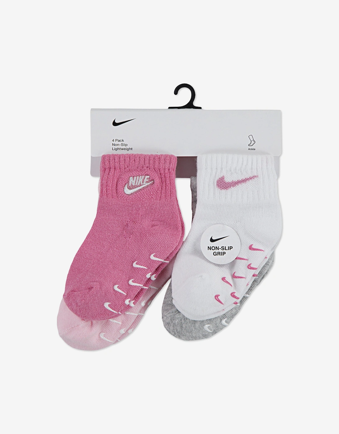 Baby Girls 4 Pack Logo Gripper Socks Set in Pink