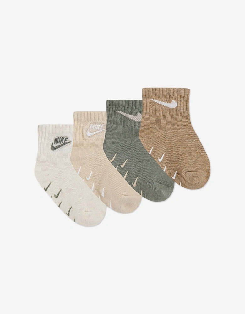 Baby 4 Pack Logo Gripper Socks Set in Ivory