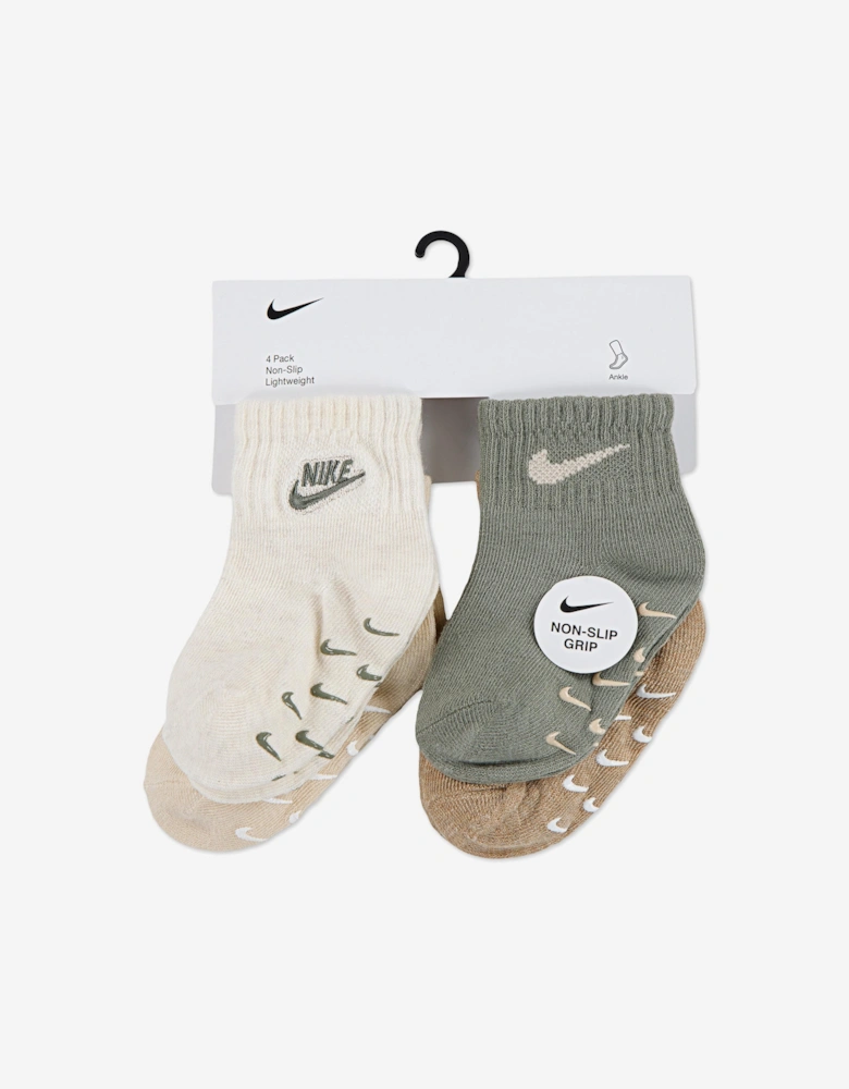 Baby 4 Pack Logo Gripper Socks Set in Ivory