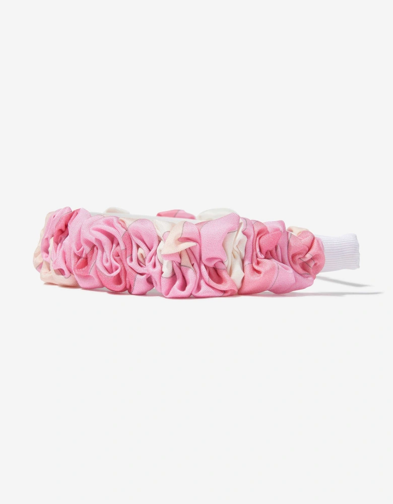 Girls Marmo Ruched Headband in Pink