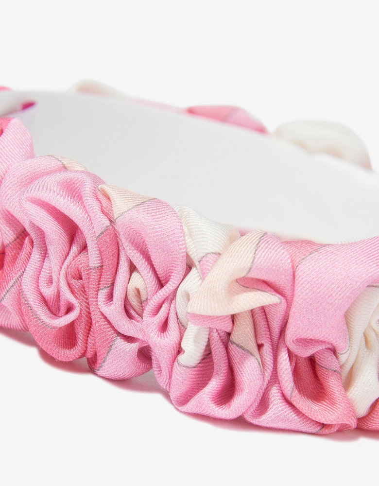 Girls Marmo Ruched Headband in Pink