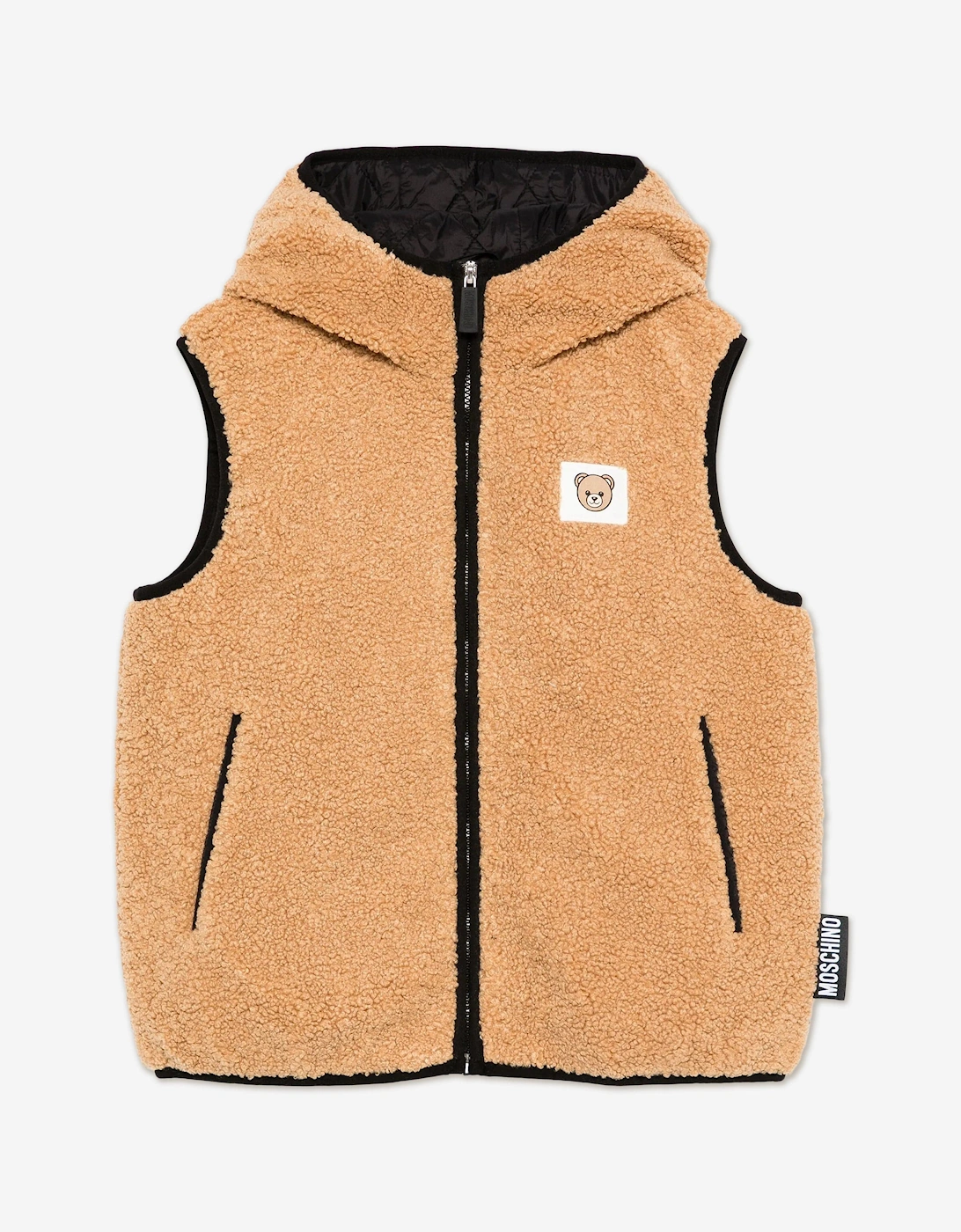 Boy's Moschino Kids Teddy Fleece Gilet in Brown - Size: 14 years