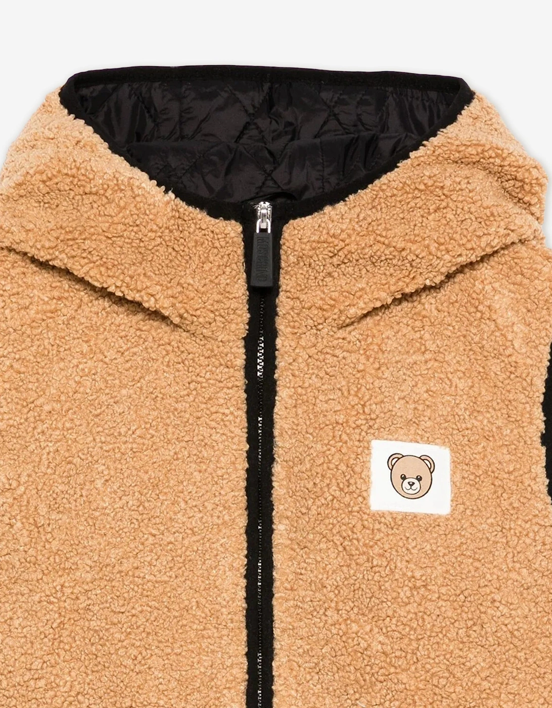 Kids Teddy Fleece Gilet in Brown