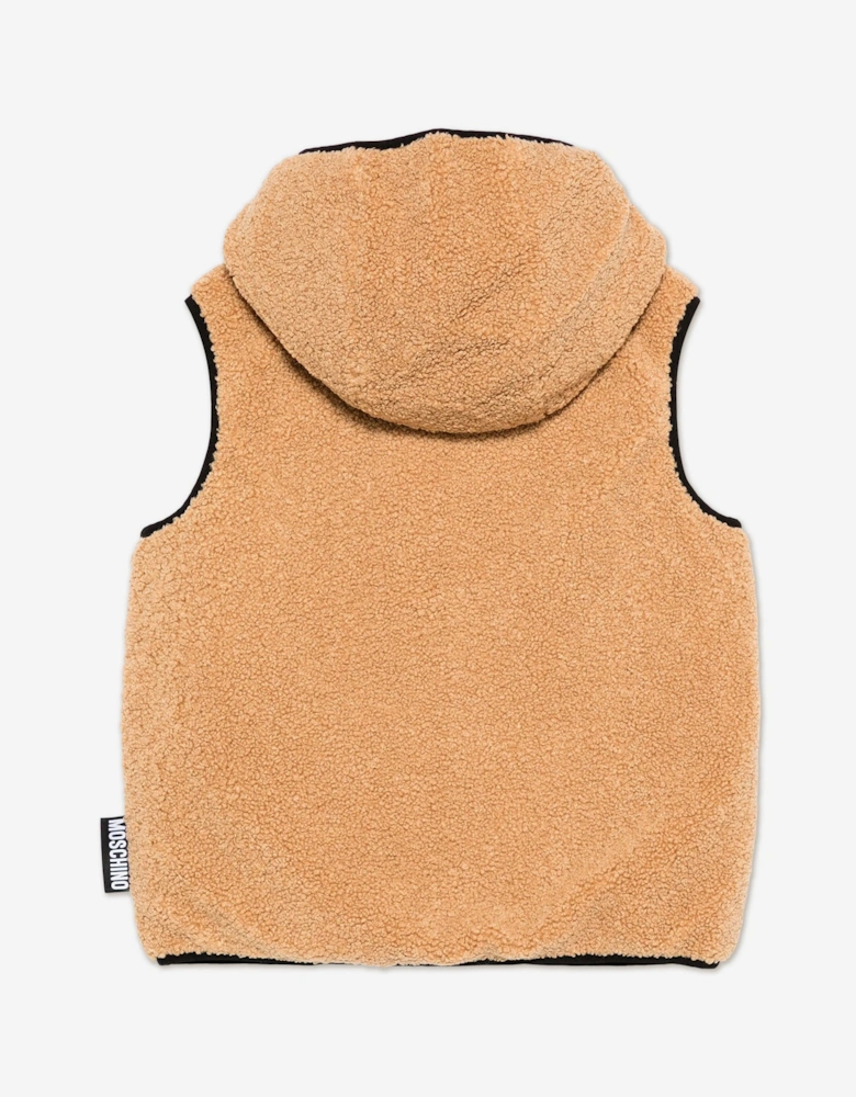 Kids Teddy Fleece Gilet in Brown