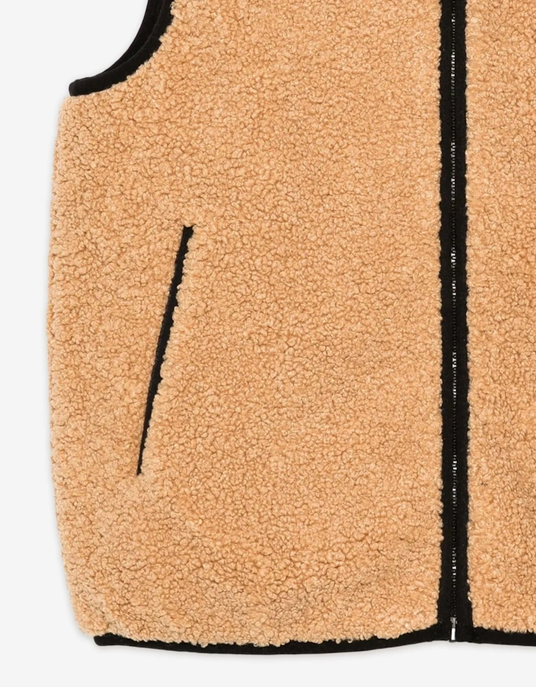 Kids Teddy Fleece Gilet in Brown