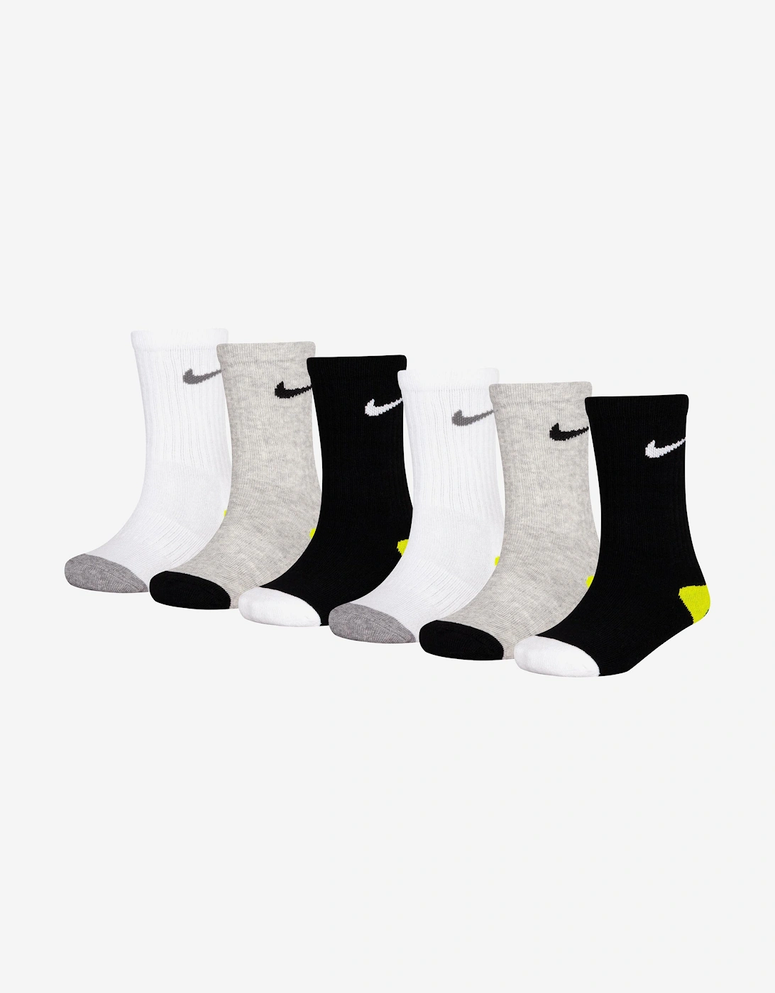 Kids 6 Pack Smiley Crew Socks Set in Grey, 4 of 3