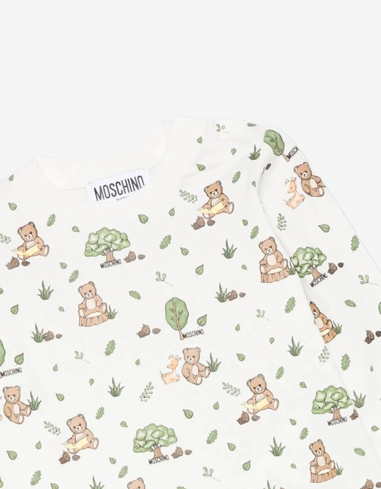 Baby Forest Teddy Bear Trouser Set in Ivory