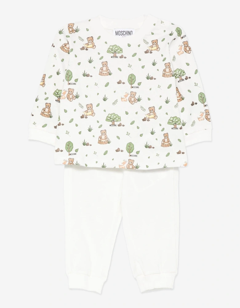 Baby Forest Teddy Bear Trouser Set in Ivory