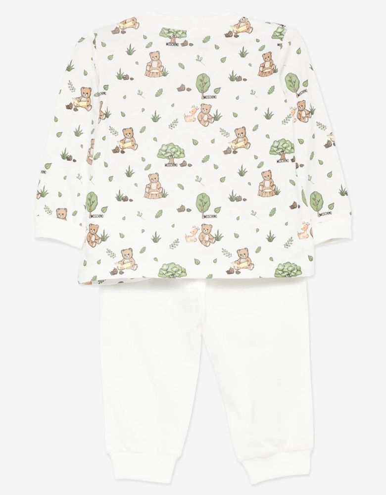 Baby Forest Teddy Bear Trouser Set in Ivory