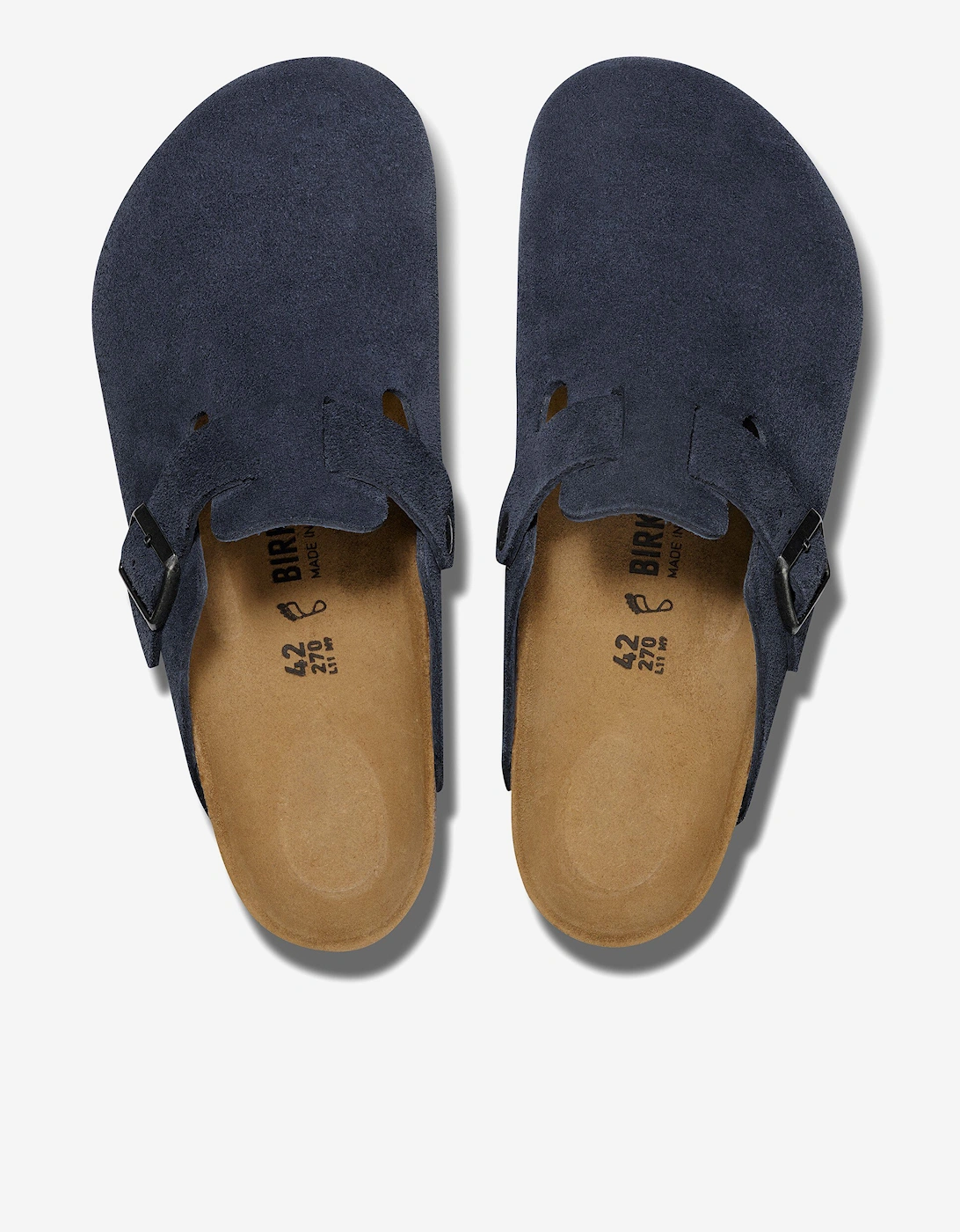 BIRKENSTOCK Classic Suede Boston Clogs in Navy