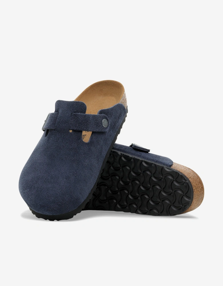 BIRKENSTOCK Classic Suede Boston Clogs in Navy