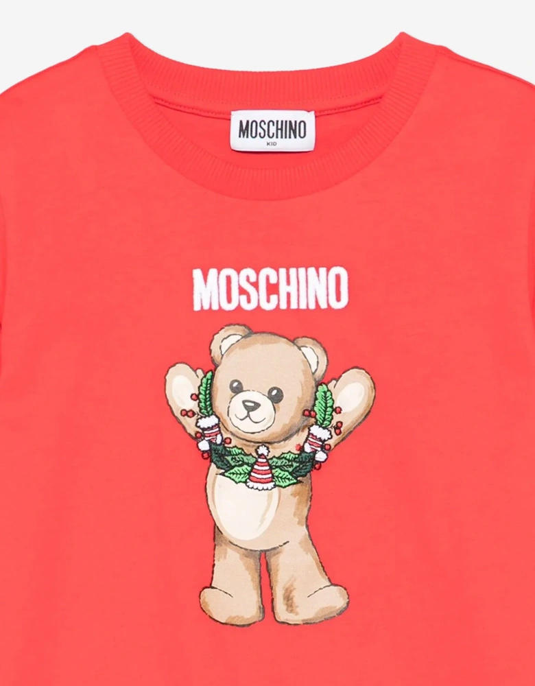 Kids Seasonal Teddy T-Shirt in Red