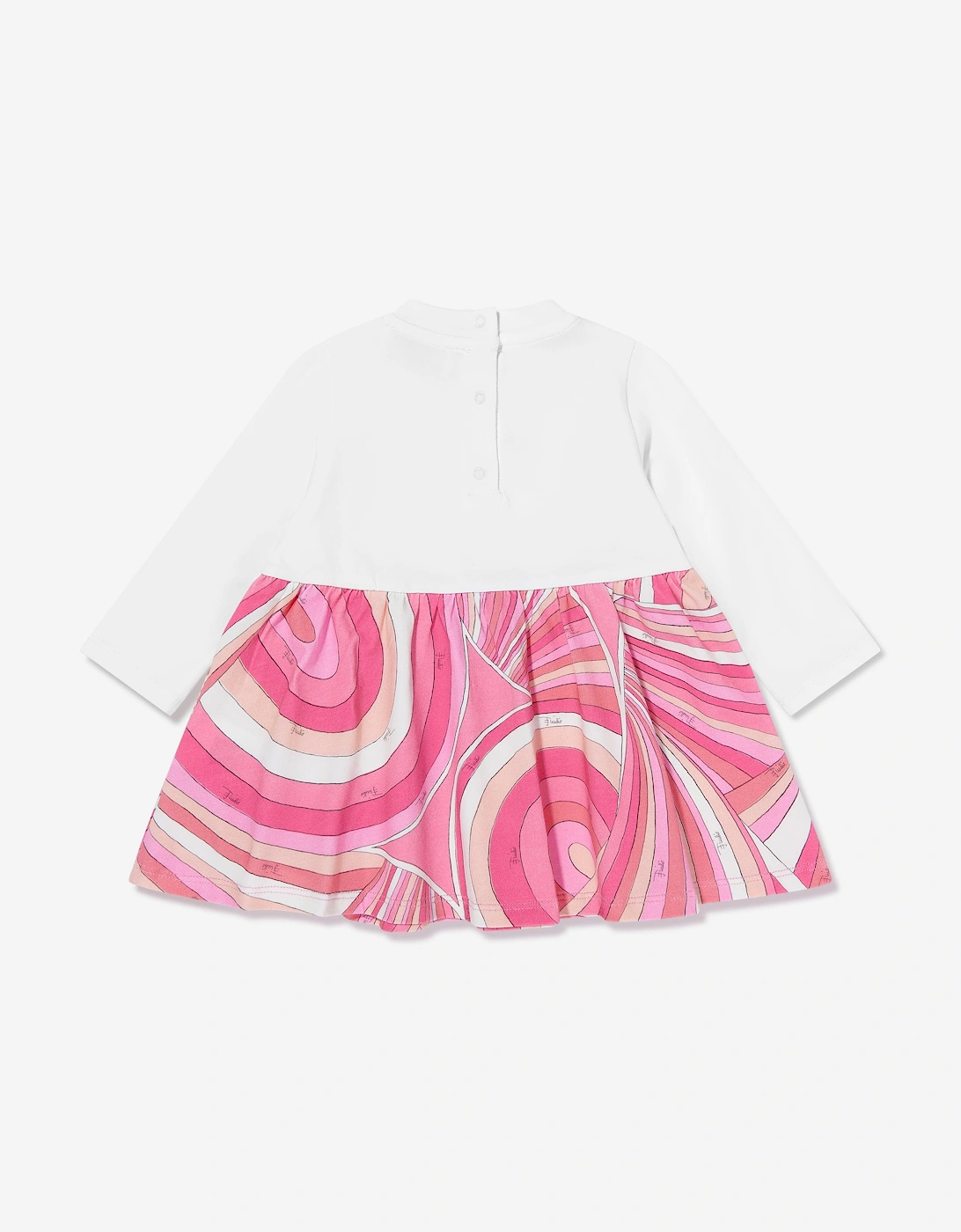 Baby Girls Iride Print Logo Dress in Ivory