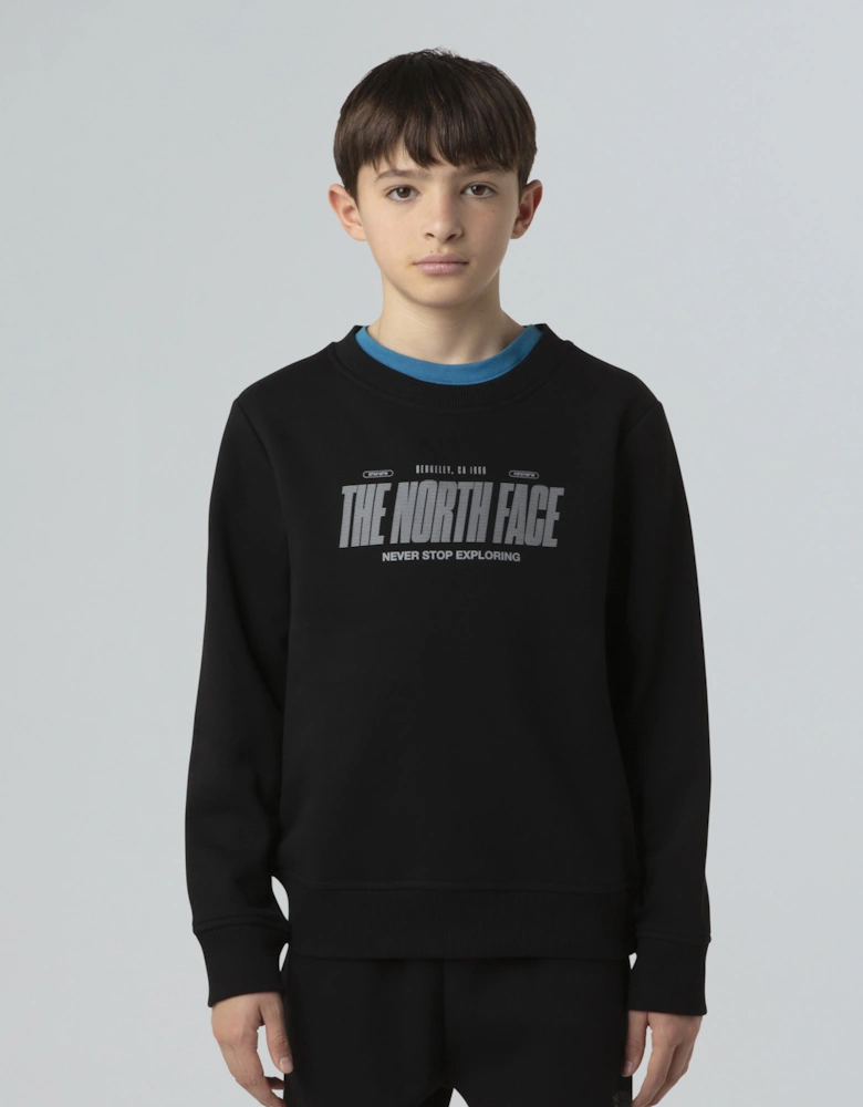 Boys Reflective Logo Relaxed Sweatshirt in Black