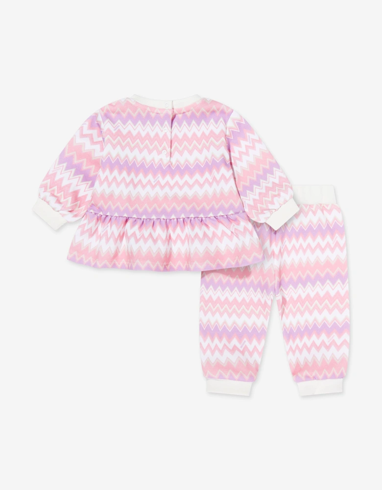 Baby Girls Zigzag Tracksuit in Pink